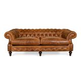 Hanel Mobilya Bitmore Chesterfield Kahve Suni Deri Chester Kanepe