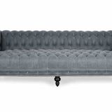 Hanel Mobilya Chelsea Chesterfield Gri Suni Deri Chester Kanepe