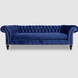 Hanel Mobilya English Chesterfield Lacivert Kadife Kumaş Chester Koltuk