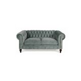 Hanel Mobilya Klasik Chesterfield Gri Kadife 2 Kişilik Chester Kanepe