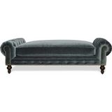 Hanel Mobilya Pipa Chesterfield Chester Benç Puf Füme Kadife Kumaş - 75 x 200 cm