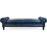 Hanel Mobilya Pipa Chesterfield Chester Benç Puf Lacivert Suni Deri - 75 x 200cm