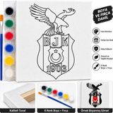Haneliya Bjk 1903 Kartal Desenli Tuval Boyama Seti – 20X20 cm Boyama Tuvali, 6 Renk Boya ve Fırça