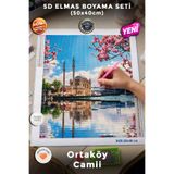 Haneliya İstanbul Ortaköy Camii - 5D Elmas Boyama Mozaik Seti Hobi Kiti - 50x40 cm
