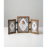 Hanem Çerçeve Mdf Ahşap 3'lü Menteşeli Fotoğraf Çerçevesi & Yanlar 10X15 Ortası 15X21 - Gri