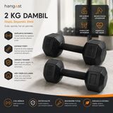 Hangast 2x2 kg Dambıl Seti (Toplam 4 Kg) Kaymaz Tutma Saplı Altıgen Fitness Dumbbell Ev Spor Ağırlık Seti