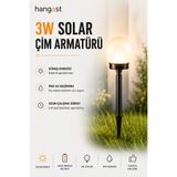 HANGAST 3W Solar Çim Armatürü | IP65 Su Geçirmez Solar Bahçe Lambası | Dekoratif LED Bahçe Aydınlatma