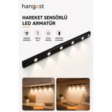 HANGAST 60 CM 5 Mercekli LED Dolap Lambası Hareket Sensörlü USB Şarjlı Kablosuz Mutfak Tezgah Gardırop Aydınlatma