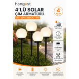 HANGAST BEYAZ 4'LÜ Solar Bahçe Aydınlatma 3W Güneş Enerjili LED Çim Armatür IP66