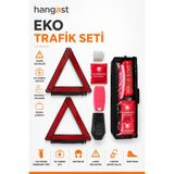 HANGAST Eko Trafik Seti 7 Parça - 1 Kg Yangın Söndürme Tüpü, 2 Reflektör, İlk Yardım Seti, Çekme Halatı, Boyunluk ve Takozlu Araç Güvenlik Seti