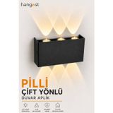 HANGAST Pilli Gün Işığı 12W 3 LED Çift Yönlü Siyah Duvar Aplik Dekoratif LED Aydınlatma İç Dış Mekan