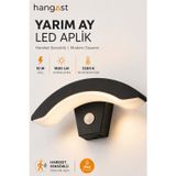 HANGAST Sensörlü Yarım Ay LED Aplik 24W 1800 LM 3200K Sıcak Beyaz Hareket Sensörlü | Duvar Lambası