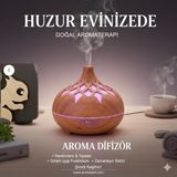 Hangora Aroma Difüzör Gece Işığı 7 LED Desenli Nemlendirici Kumandalı Buhar Makinesi 550 ml - Kahverengi