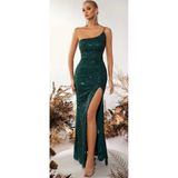 Hanife Glam Couture Hanife Glam tek omuzlu pul payet abiye elbise
