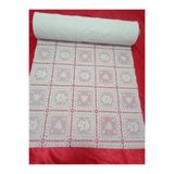 HANK TİCARET 1 Metre Beyaz Gül Desen Dantel PVC Buzdolabı Raf ve Çekmece Örtüsü Kaymaz Kare Kare 1 Metre x 50 cm