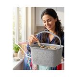HANK TİCARET Kalın Plastik Mandal Sepeti Dantel Model Açık Gri 22x15x13 cm – Dayanıklı & Çok Amaçlı