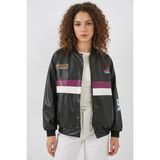 Hanka 0698 Baskılı Suni Deri Bomber Ceket - Bordo - 38