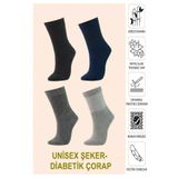 HANKARAYEL Kadın/Erkek Bambu Soket Diyabetik Lastiksiz Şeker Çorabı Sıkmayan Çorap 4'lü Paket
