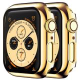 HANKN 2 Paket Temperli Cam 40 mm Kılıf Apple Watch Serisi 6 5 4 Se 40 mm Temperli Cam Ekran Koruyucu, Kaplama Sert PC Kılıfı Tam Kapsama Darbeye Dayanıklı Iwatch Tampon (40 mm, Altın + Altın) ile Uyumlu