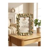 Hanlar Home Barok Tarz Ginkgo Biloba Yapraklı Yeşil Altın 13x18 Fotoğraf Çerçevesi