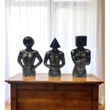 Hanlar Home Geometrik Başlı Torso Heykel Seti | Modern Dekoratif Polyester Figürler