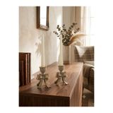Hanlar Home Vintage Fiyonk Motifli Şamdan 2'li Set Salon Objesi 10X7