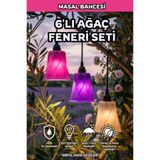 HANLIOĞLU PLASTİK 6 Adet Masal Bahçesi Ağaç Feneri Seti Dış Mekan Aydınlatma Bahçe Kafe Teras Villa Süs Aydınlatma