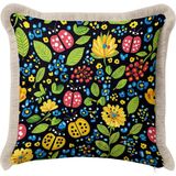 Hanna Home Botanik Floral Desenli Dekoratif Yastık Kılıfı Saçaklı Kırlent Ev Dekorasyonu 43X43 cm - Çok Renkli - 43 x 43 cm