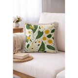 Hanna Home Çiçek Desenli Dekoratif Yastık Kılıfı Saçaklı Kırlent Yatak Odası Dekoru 43X43 cm - Çok Renkli - 43 x 43 cm