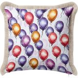 Hanna Home Dekoratif Kırlent Kılıfı Balon Desenli Yatak Odası Dekoru Saçaklı Kırlent Kılıfı 43X43 cm - Çok Renkli - 43 x 43 cm