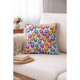 Hanna Home Dekoratif Kırlent Kılıfı Renkli Balon Desenli Kırlent Kılıfı Salon Koltuk Yastığı 43X43 cm - Çok Renkli - 43 x 43 cm