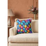 Hanna Home Dekoratif Kırlent Kılıfı Renkli Balon Desenli Yatak Odası Dekoru Saçaklı Saçaklı Kırlent 43X43 cm - Çok Renkli - 43 x 43 cm