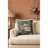 Hanna Home Dekoratif Kırlent Kılıfı Yeşil Kırlent Kılıfı Çin Bahçesi Desenli Kırlent Kılıfı Yatak Odası Dekoru 43X43 cm - 43 x 43 cm