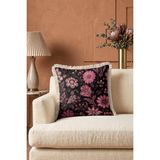 Hanna Home Dekoratif Siyah Çiçek Desenli Dekoratif Kırlent Kılıfı Kırlent Kılıfı Yatak Odası Dekoru 43X43 cm - 43 x 43 cm