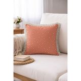 Hanna Home Dekoratif Yastık Kılıfı Bordo Kırmızı Geometrik Desenli Kırmızı Yatak Odası Dekoru Saçaklı Saçaklı Kırlent 43X43 cm - 43 x 43 cm