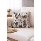 Hanna Home Dekoratif Yastık Kılıfı Etnik Desenli Saçaklı Kırlent Yatak Odası Dekoru 43X43 cm - Çok Renkli - 43 x 43 cm