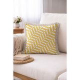 Hanna Home Dekoratif Yastık Kılıfı Hardal Sarı Sarı Zikzak Desenli Kırlent Kılıfı Yatak Odası Dekoru 43X43 cm - 43 x 43 cm