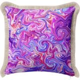Hanna Home Dekoratif Yastık Kılıfı Kırlent Kılıfı Canlı Mermer Desenli Saçaklı Kırlent Yatak Odası Dekoru 43X43 cm - Çok Renkli - 43 x 43 cm
