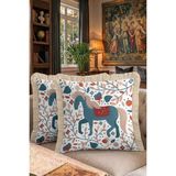 Hanna Home Dekoratif Yastık Kılıfı Kırlent Kılıfı Çiçekli Kırlent Kılıfı Yatak Odası Dekoru 43X43 cm - Çok Renkli - 43 x 43 cm