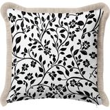 Hanna Home Dekoratif Yastık Kılıfı Krem Beyaz Kırlent Kılıfı Siyah Beyaz Çiçekli Yastık Kılıfı Ev Dekorasyonu 43X43 cm - 43 x 43 cm
