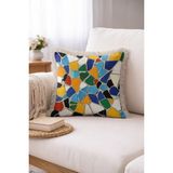 Hanna Home Dekoratif Yastık Kılıfı Modern Geometrik Desenli Yatak Odası Dekoru Saçaklı Saçaklı Kırlent 43X43 cm - Çok Renkli - 43 x 43 cm