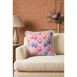 Hanna Home Dekoratif Yastık Kılıfı Pastel Pembe Dekoratif Balon Desenli Saçaklı Kırlent Salon Koltuk Yastığı 43X43 cm - 43 x 43 cm