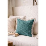 Hanna Home Dekoratif Yastık Kılıfı Turkuaz Geometrik Desenli Saçaklı Kırlent Oturma Odası Kırlenti 43X43 cm - 43 x 43 cm
