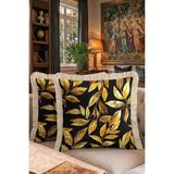 Hanna Home Gold Altın Kırlent Kılıfı Çiçekli Dekoratif Kırlent Kılıfı Kırlent Kılıfı Yatak Odası Dekoru 43X43 cm - 43 x 43 cm