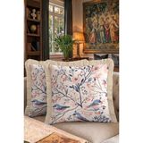 Hanna Home Kırlent Kılıfı Kuş Çiçek Desenli Dekoratif Yastık Kılıfı Yastık Kılıfı Koltuk Takımı Aksesuarı 43X43 cm - Çok Renkli - 43 x 43 cm