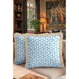 Hanna Home Kırlent Kılıfı Mavi Geometrik Desen Saçaklı Kırlent Kılıfı Saçaklı Kırlent Oturma Odası Kırlenti 43X43 cm - 43 x 43 cm