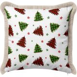 Hanna Home Kırlent Kılıfı Yılbaşı Temalı Kareli Ağaç Dekoratif Yastık Kılıfı Kırlent Kılıfı Oturma Odası Kırlenti 43X43 cm - Çok Renkli - 43 x 43 cm