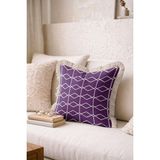 Hanna Home Lila Mor Mor Geometrik Desenli Saçaklı Kırlent Kılıfı Saçaklı Kırlent Yatak Odası Dekoru 43X43 cm - 43 x 43 cm