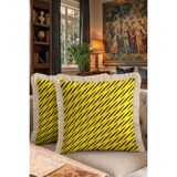 Hanna Home Modern Sarı Siyah Zikzak Desenli Saçaklı Kırlent Kılıfı Saçaklı Kırlent Yatak Odası Dekoru 43X43 cm - 43 x 43 cm