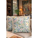 Hanna Home Saçaklı Kırlent Kılıfı Botanik Floral Desenli Saçaklı Kırlent Yatak Odası Dekoru 43X43 cm - Çok Renkli - 43 x 43 cm